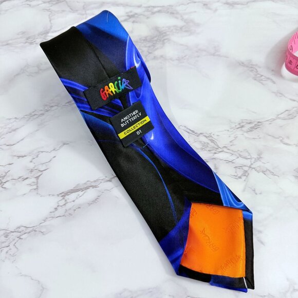 Jerry Garcia Another Butterfly Collection 61 Blue Silk Neck Tie Abstract Pattern - Picture 8 of 10